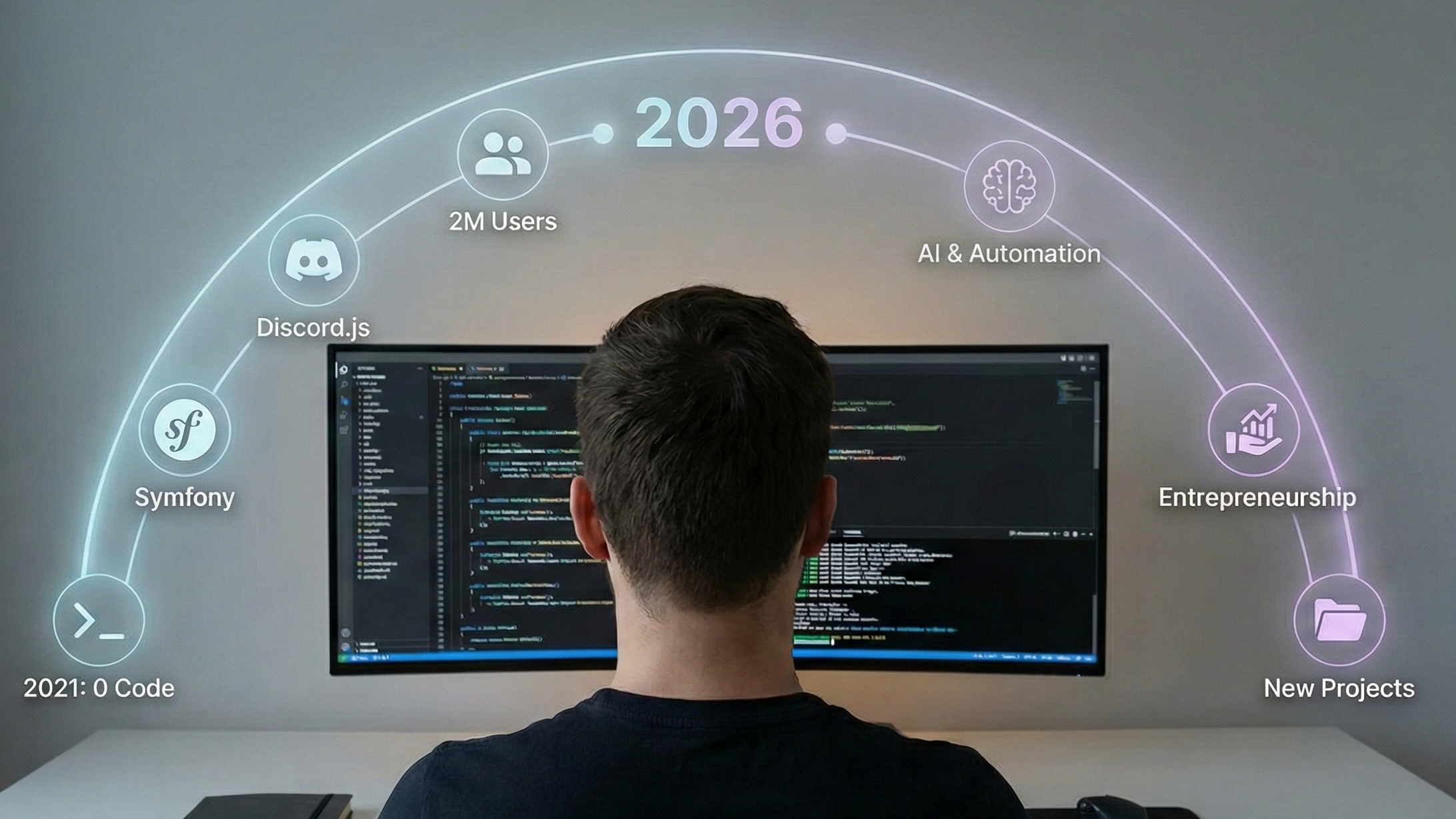 Image of a developer looking at his timeline
